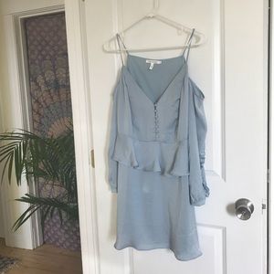 Avec Les Filles Cold Shoulder Ruffled Mini Dress